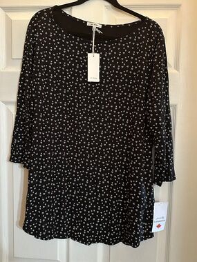 Ivy Rose Black Heart Print 3/4 Sleeve Tunic Blouse Top Plus Size 3X NWT Summer